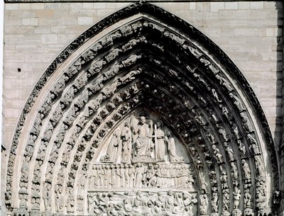 Arte gotica: dettaglio del portale centrale della Cattedrale di Notre Dame de Paris da Unknown artist