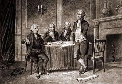 Gouverneur Morris (1752-1816), con Adams, Hamilton e Jefferson da Unknown artist