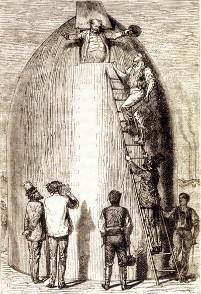 Incisione in "Dalla Terra alla Luna" di Jules Verne da Unknown artist