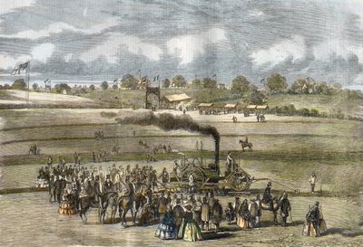 Gran Bretagna: Agricoltura, scena di aratura. Aratro a vapore Boydell vicino a Louth nel 1854 da Unknown artist