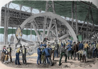 Sciopero del Creusot. Un conciliabolo di operai nelle officine, al momento del pagamento. XIX secolo da Unknown artist
