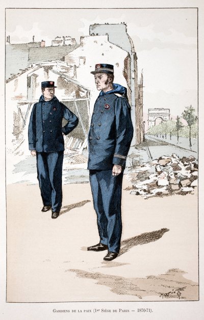 Guardiani della pace (primo assedio di Parigi 1870-1871) (acquaforte a colori) da Unknown artist