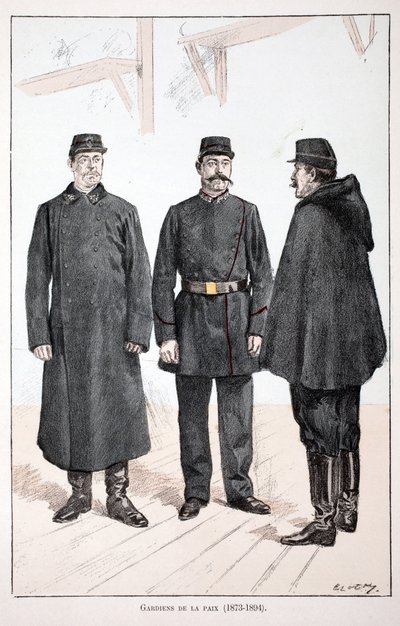 Guardiani della Pace (1873-1894). Incisione a colori, per illustrazione del libro 