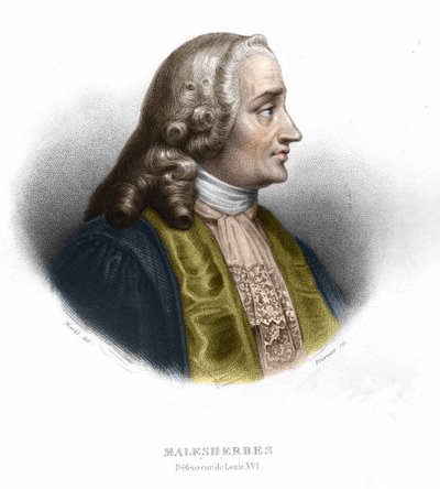 Guillaume Chretien de Lamoignon de Malesherbes, politico francese. Incisione del 1852 da Unknown artist