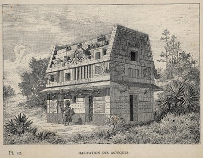 Abitazione degli Aztechi - incisione del 1889 in 