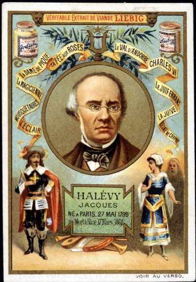 Halevy chiamato Jacques Fromental Levy, compositore francese (1799-1862) come parte della promozione di un prodotto Liebig. XIX secolo da Unknown artist