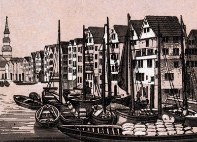Amburgo, Germania: vista di Wandrahmfleeth. in "Il mondo illustrato 168 vedute". Non datato (fine XIX secolo) da Unknown artist