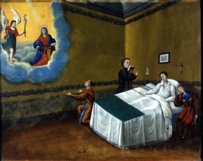Guarigione di un malato. Ex voto del 1840 dal santuario di Maria delle Grazie di Monza da Unknown artist