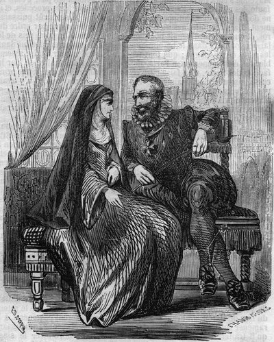Enrico IV Re di Francia (1553-1610) con la badessa di Montmartre Marie de Beauvilliers - Incisione del XIX secolo da Unknown artist
