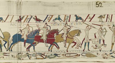 Qui caddero i fratelli di Harold: Gyrth e Leofwine, Arazzo di Bayeux da Unknown artist