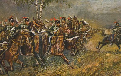 Cartolina storica con motivo di guerra, attacco alle truppe prussiane, Germania da Unknown artist