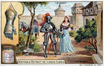 Storia del guanto: il guanto di ferro, pezzo di armatura, tra i popoli scandinavi - Cromolitografia Liebig da Unknown artist