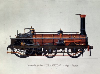 Storia dei trasporti: modello di locomotiva, sistema Crampton da Unknown artist