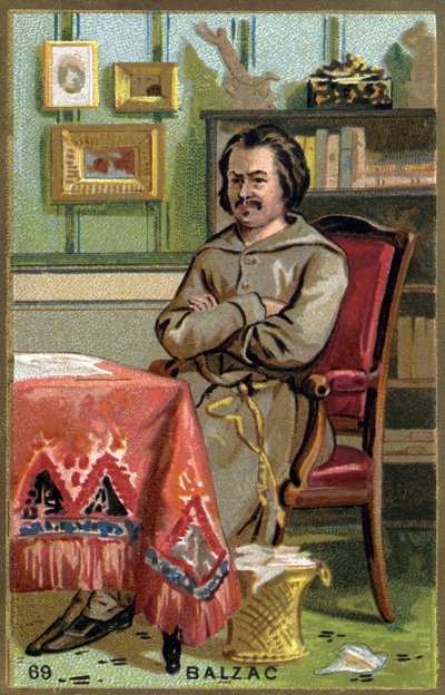Honoré de Balzac nel suo ufficio (cromolitografia del XIX secolo) da Unknown artist