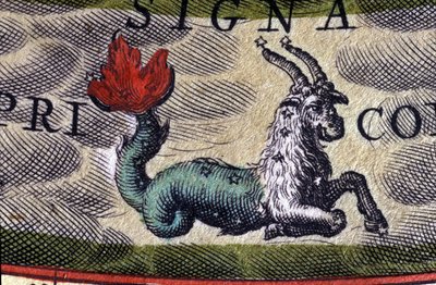 Oroscopo: segno zodiacale, Capricorno. Incisione del XVI secolo. da Unknown artist