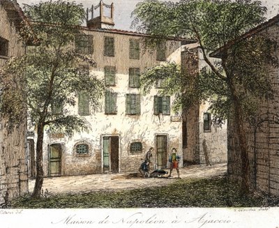 Casa di Napoleone ad Ajaccio - Incisione a colori del 19° secolo da Unknown artist