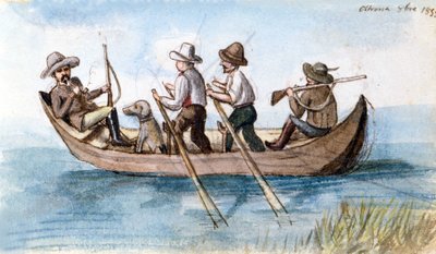 Cacciatori nelle paludi. Disegno da Unknown artist