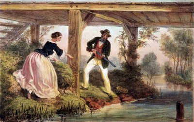 Caccia al luccio in Inghilterra. Incisione del 19° secolo. Gien, museo della caccia da Unknown artist