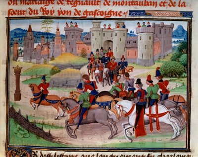 Scena di caccia. Miniatura dal manoscritto "Renaud de Montauban" o "Les quatre fils Aymon" di Loyset Liedet (attivo tra il 1448 e il 1478). Ms. 5073. XV secolo da Unknown artist