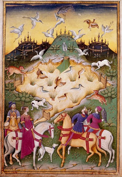 Scena di caccia con falchi, miniatura da 