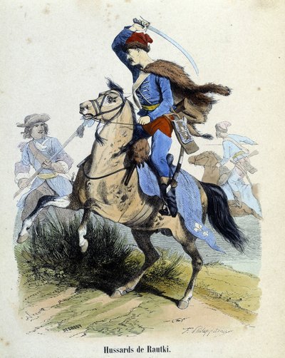 Ussari di Rautki combattenti nel 1720 da Unknown artist
