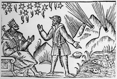 Ichthyomancia: divinazione tramite il movimento dei pesci - in "Historia de Gentibus Septentrionalibus" di Olaus Magnus, Roma 1555 da Unknown artist