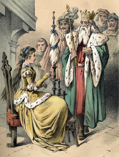 Illustrazione dei racconti di Franz Hoffmann "Racconti e favole - Weifshündchen und Breitfüßchen". Cromolitografia del XIX secolo da Unknown artist