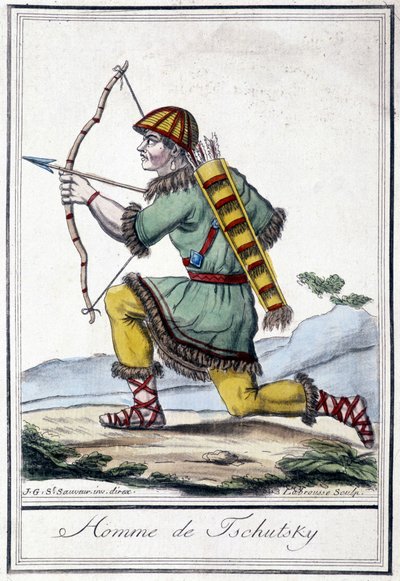 Illustrazione di un cacciatore russo (Tschutsky) nel XIX secolo da Unknown artist