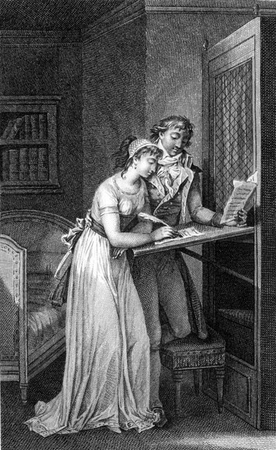 Illustrazione del libro "Le relazioni pericolose" di Choderlos De Laclos (1741 - 1803). Incisione dell