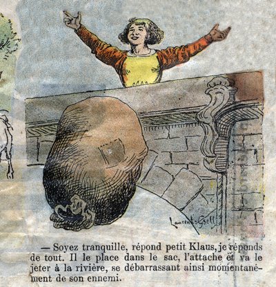 Illustrazione della fine del XIX secolo per la fiaba di Hans Christian Andersen "Il grande Claus e il piccolo Claus". Collezione privata. da Unknown artist