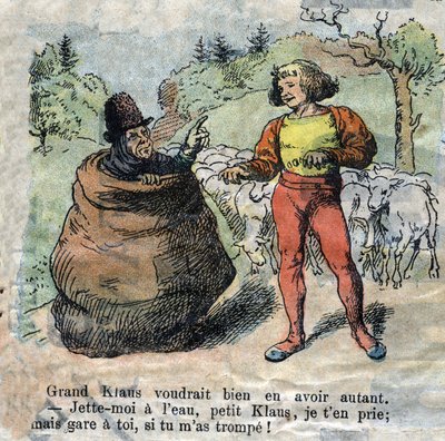 Illustrazione della fine del XIX secolo per la fiaba di Hans Christian Andersen (1805-1875) "Il Grande Claus e il Piccolo Claus". Collezione privata. da Unknown artist