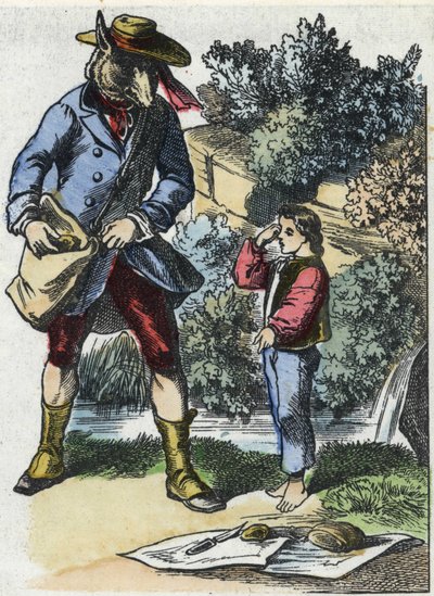 Illustrazione della fiaba "Buona Mamma Pecora". In "Fiabe dalla casa per i piccoli". Incisione anonima del XIX secolo da Unknown artist