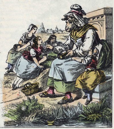 Illustrazione del racconto "Buona Mamma Pecora". In "Racconti dalla casa per i piccoli". Incisione anonima del XIX secolo da Unknown artist