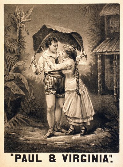 Illustrazione su Paolo e Virginia. Romanzo di Henri Bernardin de Saint Pierre, scrittore francese (1737-1814). Litografia, circa 1880 da Unknown artist