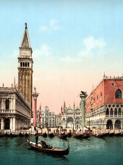 Illustrazione che rappresenta Piazza San Marco a Venezia (fotochrome della fine del XIX secolo) da Unknown artist