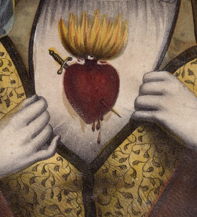 Cuore Immacolato di Maria - Immagine religiosa del Sacro Cuore di Maria (Dettaglio) - incisione del XIX secolo - Sagrado corazon de Maria - Inmaculado Corazon de Maria da Unknown artist