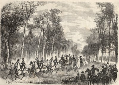 Caccia imperiale a Compiègne alla presenza di Napoleone III (1808-1873) e dell