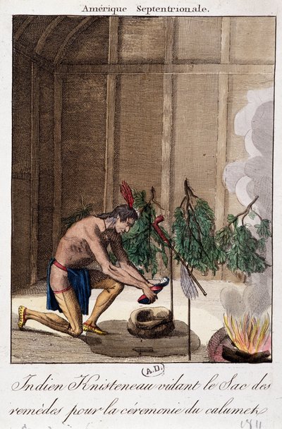Indiano Knisteneau svuota il sacco dei rimedi per la cerimonia del calumet da Unknown artist
