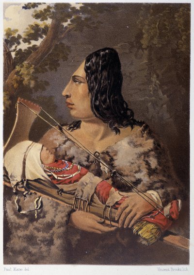 Donna indiana e il suo bambino - in "Wandering of an artist among the indians of north america" di Paul Kane, Longmans & Roberts, Londra da Unknown artist