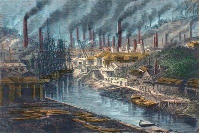 Rivoluzione industriale: panoramica della fabbrica di rame del signor Vivian a Swansea, Galles - Regno Unito da Unknown artist