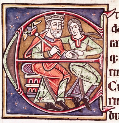 Lettera iniziale E con Davide e Betsabea (miniatura) da Unknown artist