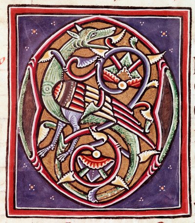 Lettera iniziale con creatura immaginaria da Unknown artist