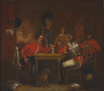 Interno della sala di guardia, con soldati delle Life Guards e Royal Horse Guards da Unknown artist