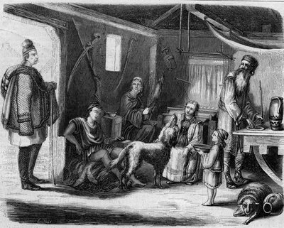Interno di una casa di contadini serbi nei pressi di Belgrado nel 1859 da Unknown artist