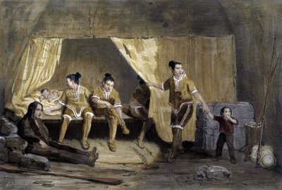 Interno di una scatola eschimese, Frederikshaab, Groenlandia - litografia da Unknown artist