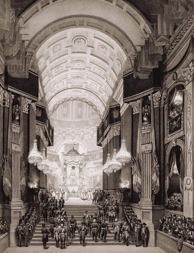Interno della Chiesa degli Invalidi durante la cerimonia religiosa del 15/12/1840. (Trasferimento delle ceneri di Napoleone I agli Invalides) da Unknown artist
