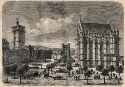 Veduta interna del castello di Vincennes nel XIX secolo - incisione del 1875 da Unknown artist