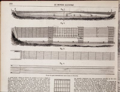 Progetto di ponte internazionale sul Canale tra Calais e Dover - in "The Illustrous World" del 16/11/1867 da Unknown artist
