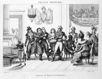 Intervista di Gioacchino Murat (1767-1815) e Dumouriez (1739 - 1823) - Incisione del XIX secolo da Unknown artist