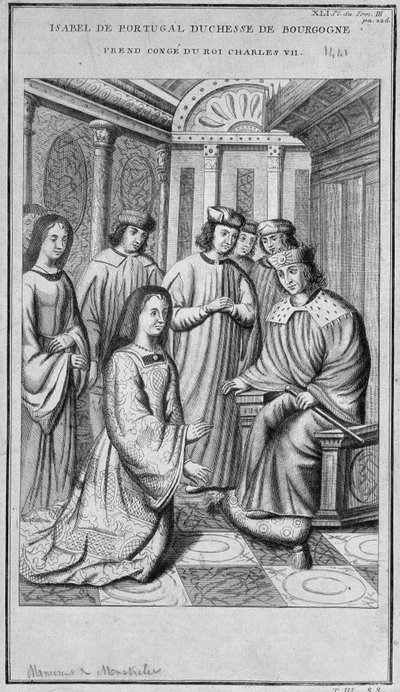 Isabella del Portogallo (1397-1472) duchessa di Borgogna prende congedo dal re Carlo VII da Unknown artist